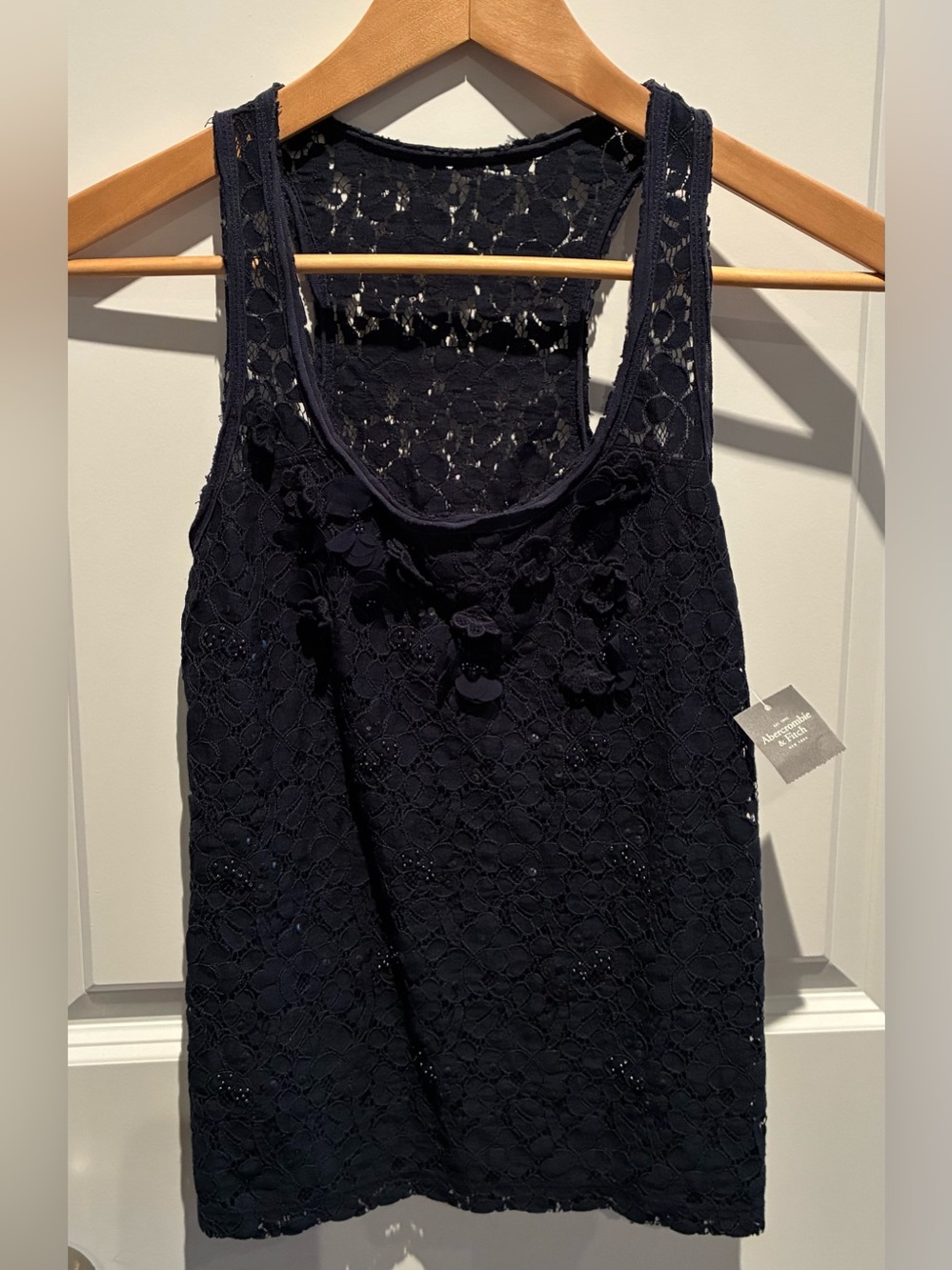 Abercrombie & Fitch Dark Navy Floral Lace Scoop Tank